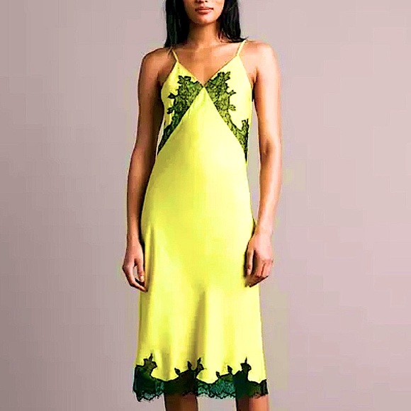 New With Tags rag & bone Yellow Silk Slip Dress Midi, Size 2/XS - Picture 1 of 10
